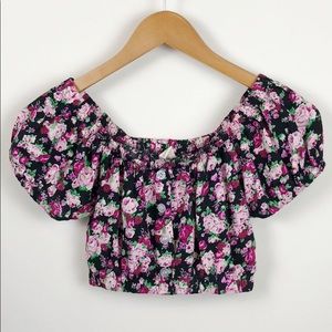 Urban Renewal Floral Peasant Crop Top Size Small